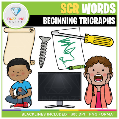 SCR Words: Beginning Trigraphs Clipart