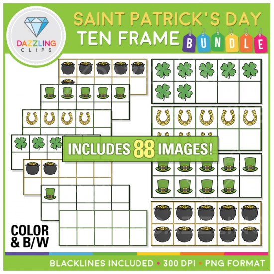 Saint Patrick's Day Ten Frames Clip Art BUNDLE!