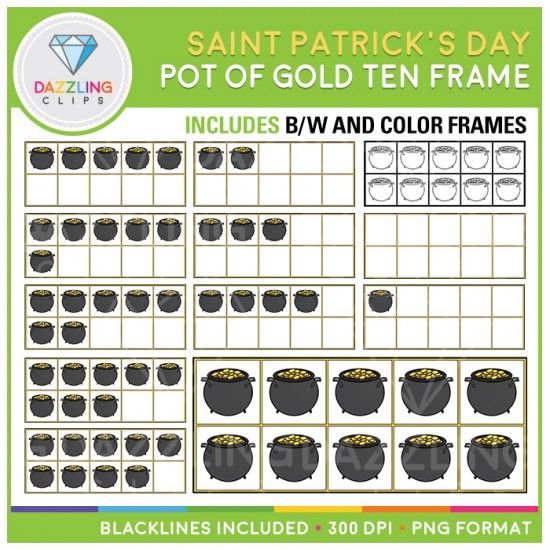 Saint Patrick's Day Ten Frames Clip Art BUNDLE!
