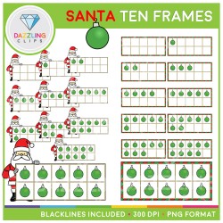 Christmas Santa Ten Frames Clip Art