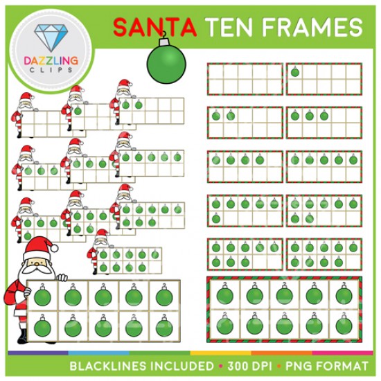 Christmas Santa Ten Frames Clip Art
