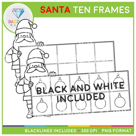 Christmas Santa Ten Frames Clip Art