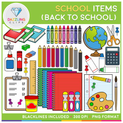School Items Clip Art (Back to School)