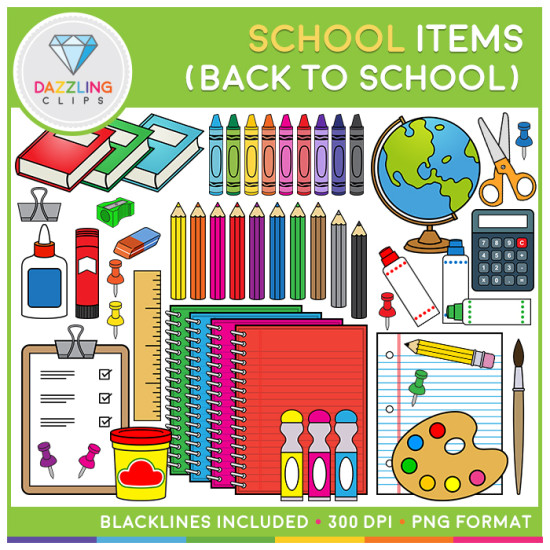 School Items Clip Art (Back to School)