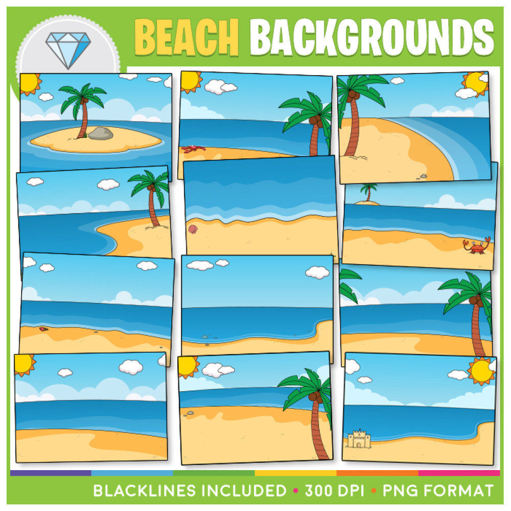 This set of Beach Backgrounds Clip Art is perfect for your next digital ...