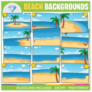 Beach Backgrounds Clip Art - For BOOM CARDS, POWERPOINT and GOOGLE SLIDES!