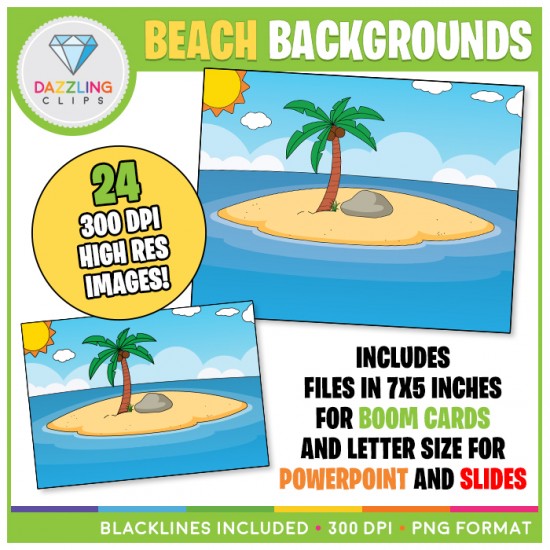 Beach Backgrounds Clip Art - For BOOM CARDS, POWERPOINT and GOOGLE SLIDES!