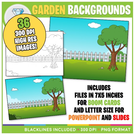 Garden / Backyard Backgrounds Clip Art - For BOOM CARDS, POWERPOINT and GOOGLE SLIDES!