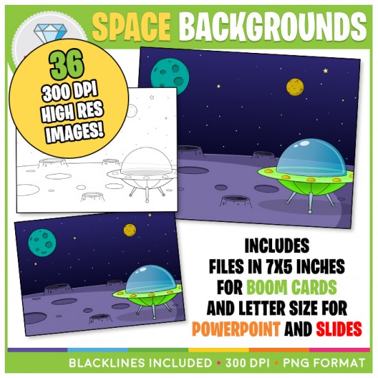 Space Backgrounds Clip Art - For BOOM CARDS, POWERPOINT and GOOGLE SLIDES!