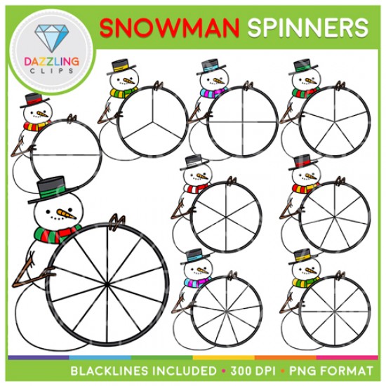Christmas Snowman Spinners Clip Art