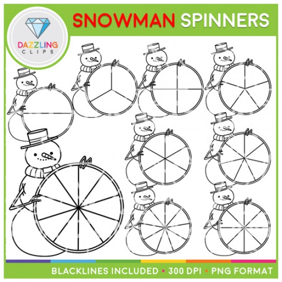 Christmas Snowman Spinners Clip Art