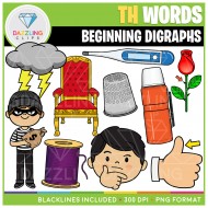 Beginning Digraphs TH Words Clip Art