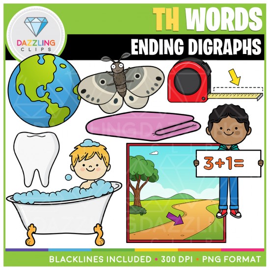 Ending Digraphs TH Words Clip Art
