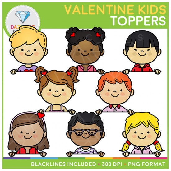 Valentine Kids Toppers Clip Art
