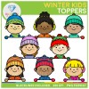 Winter Kids Toppers Clip Art Set I