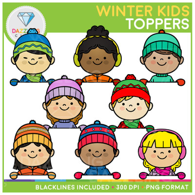 Winter Kids Toppers Clip Art Set I