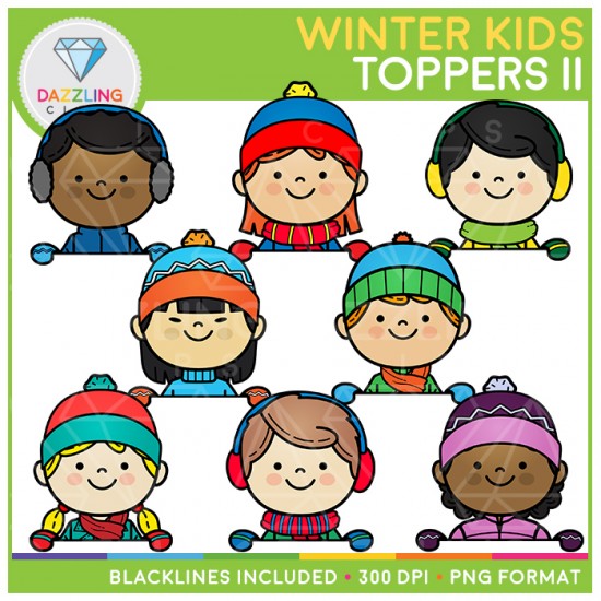 Winter Kids Toppers Clip Art Set II